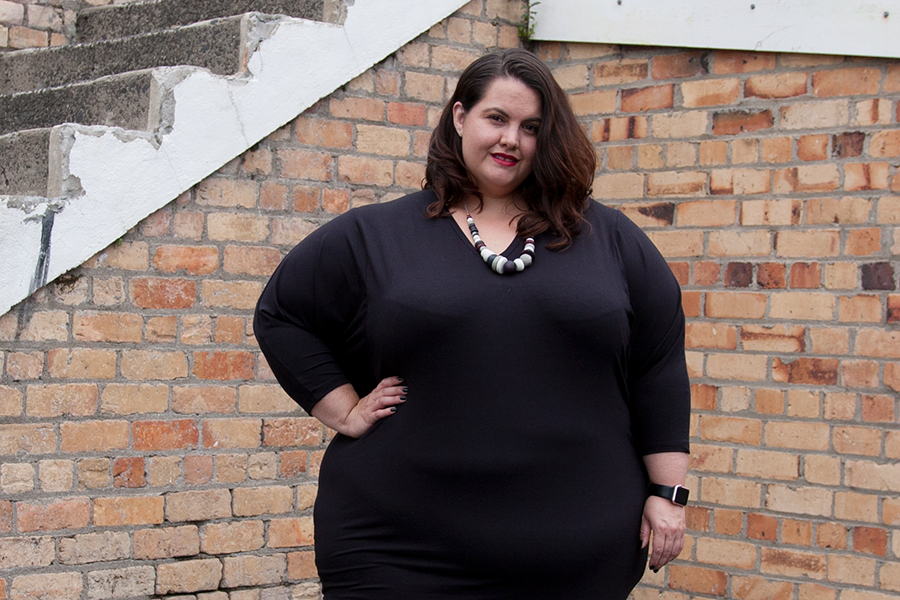 New Zealand plus size blogger Meagan Kerr wears Harlow Rebel Yell dress