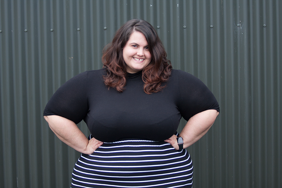 Meagan Kerr wears ASOS CURVE Turtleneck and Harlow Sweetest Taboo Skirt