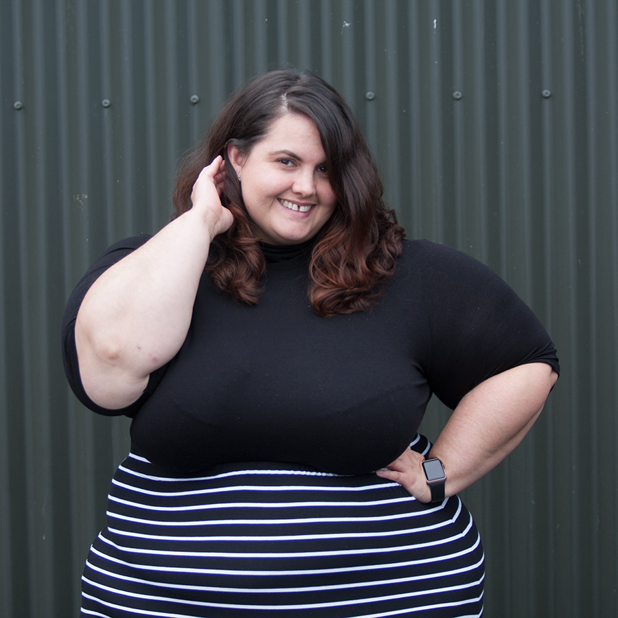 Meagan Kerr wears ASOS CURVE Turtleneck and Harlow Sweetest Taboo Skirt