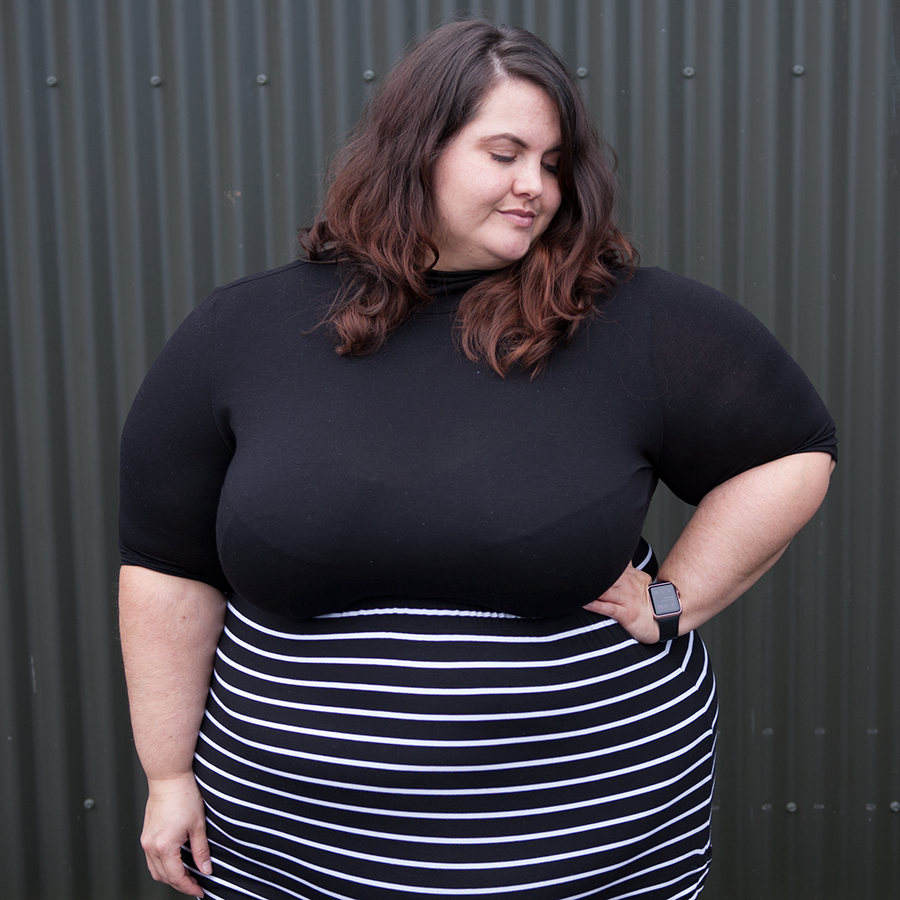 Meagan Kerr wears ASOS CURVE Turtleneck and Harlow Sweetest Taboo Skirt