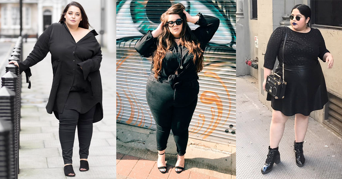 Plus size women rocking black on black outfits