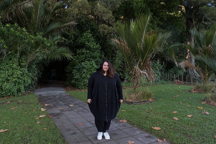 New Zealand plus size blogger Meagan Kerr wears River Island Plus tee, Kate Madison leggings, Lost and Led Astray Sculpture Coat and ecco Cool 2.0 Shoes