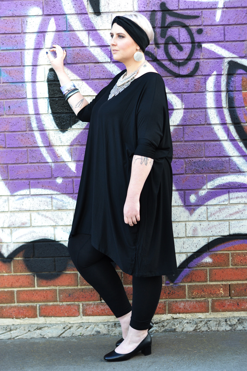 Australian plus size fashion | Seraphim - Moody Hues Black Jersey Tunic