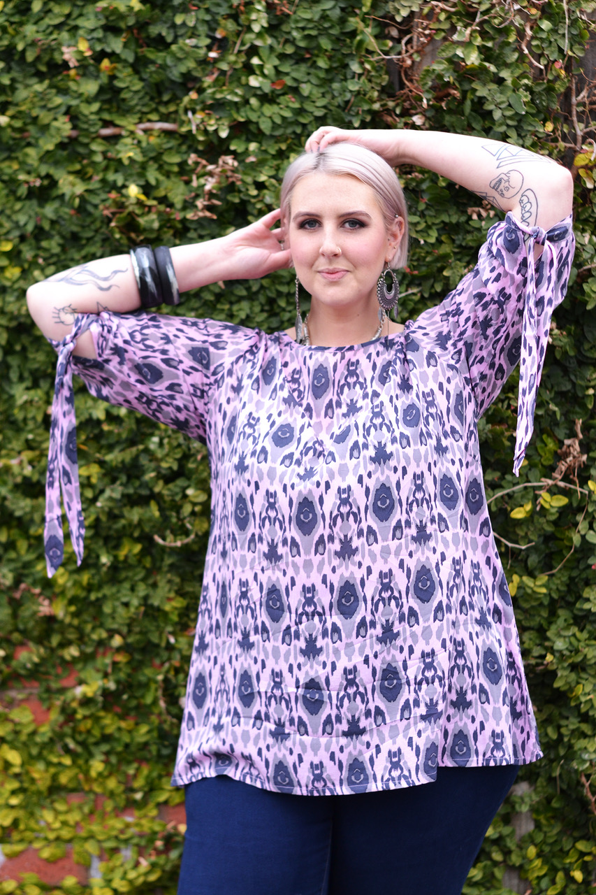 Australian plus size fashion | Seraphim - Moody Hues Ikat Print Tunic