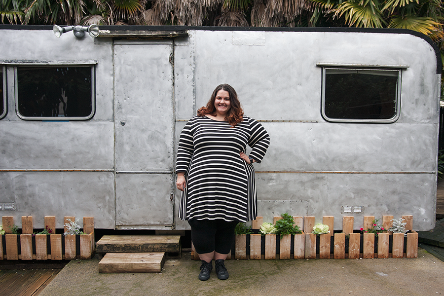 New Zealand plus size blogger Meagan Kerr wears Swings and Roundabouts dress from Dressing Room