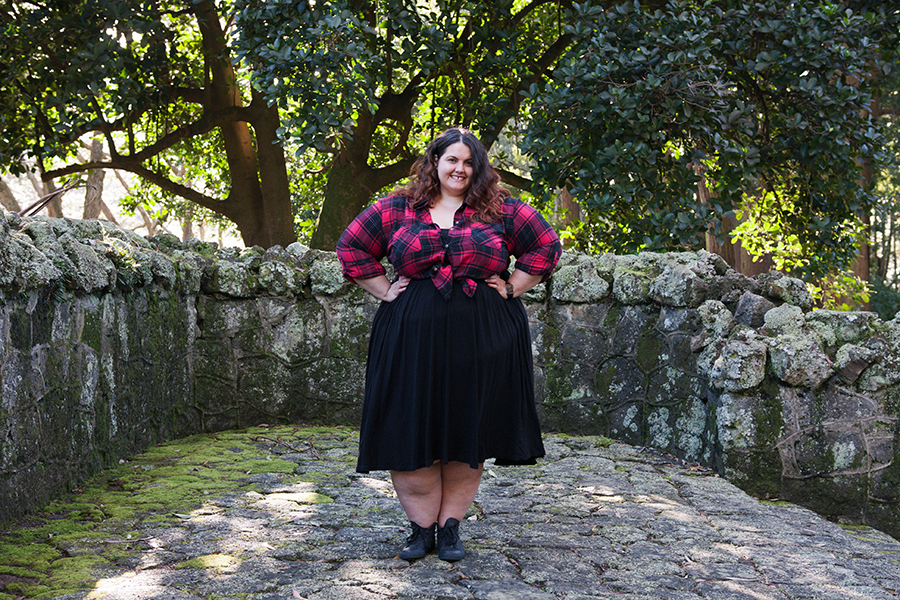 New Zealand plus size blogger Meagan Kerr wears Kate Madison Check Shirt