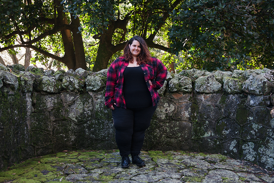 New Zealand plus size blogger Meagan Kerr wears Kate Madison Check Shirt