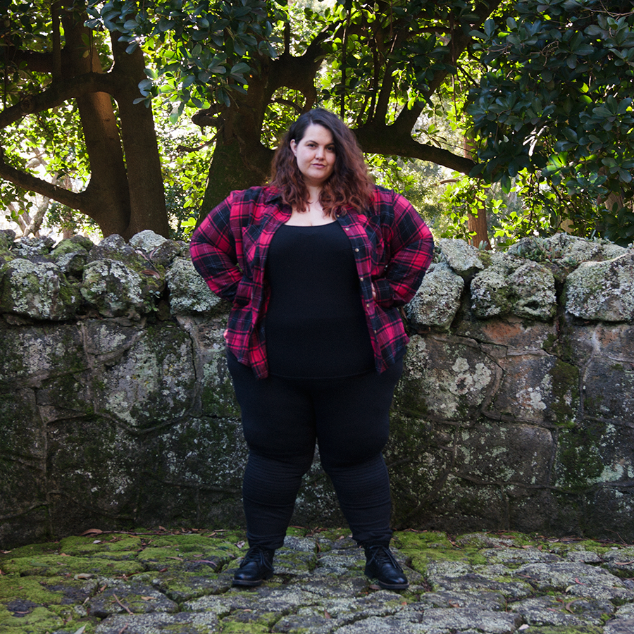 New Zealand plus size blogger Meagan Kerr wears Kate Madison Check Shirt