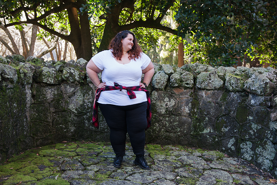 New Zealand plus size blogger Meagan Kerr wears Kate Madison Check Shirt