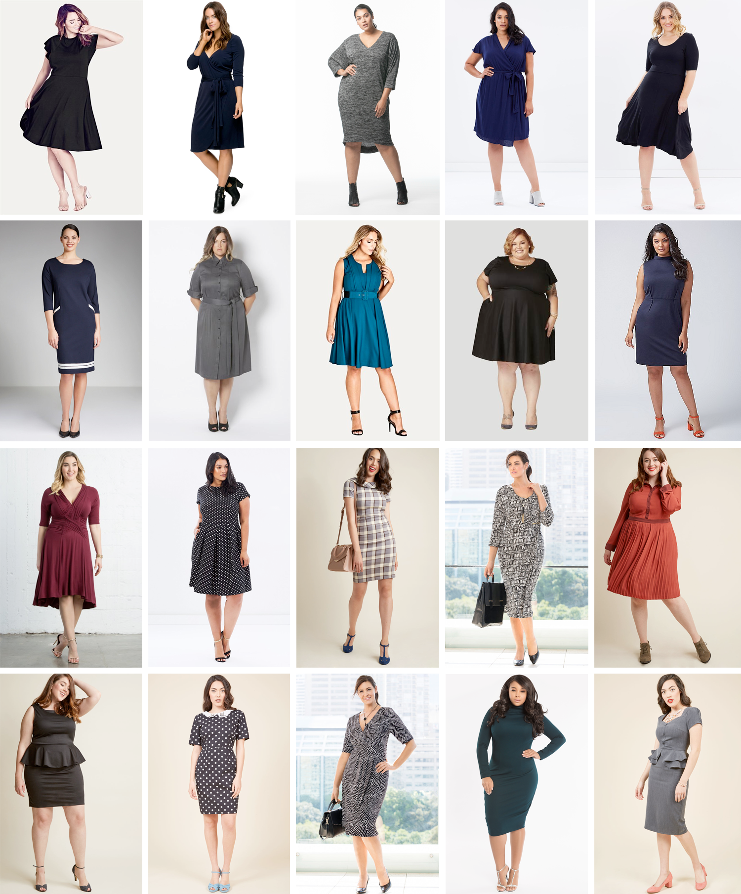 Plus size workwear dresses, officewear, midi dress, shift dress, corporate wardrobe