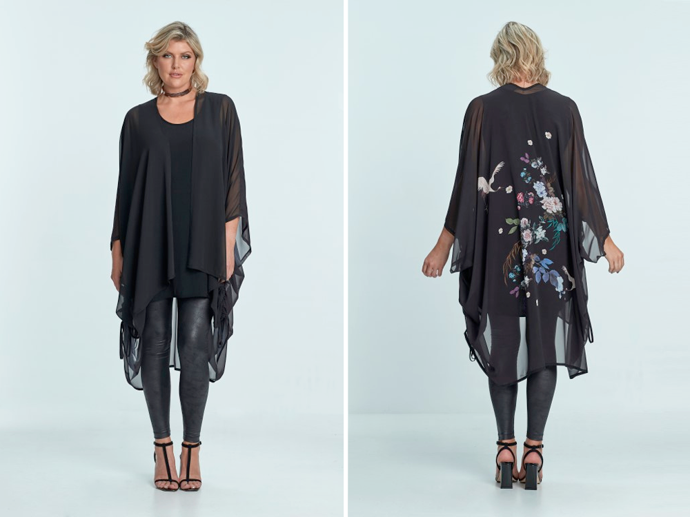 New Zealand plus size designer clothing SS17 Chocolat // Oriental Beauty Kimono and Dressy Leggings