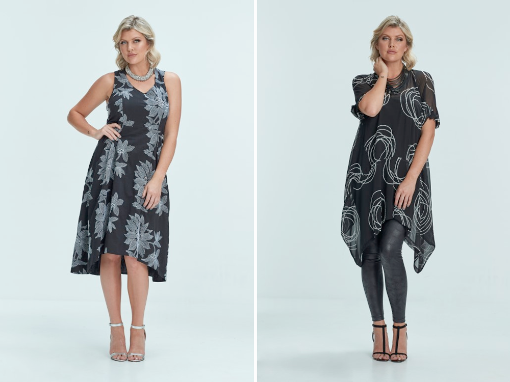 New Zealand plus size designer clothing SS17 Chocolat // Xita Sundress, Sketchbook Bliss Tunic and Dressy Leggings