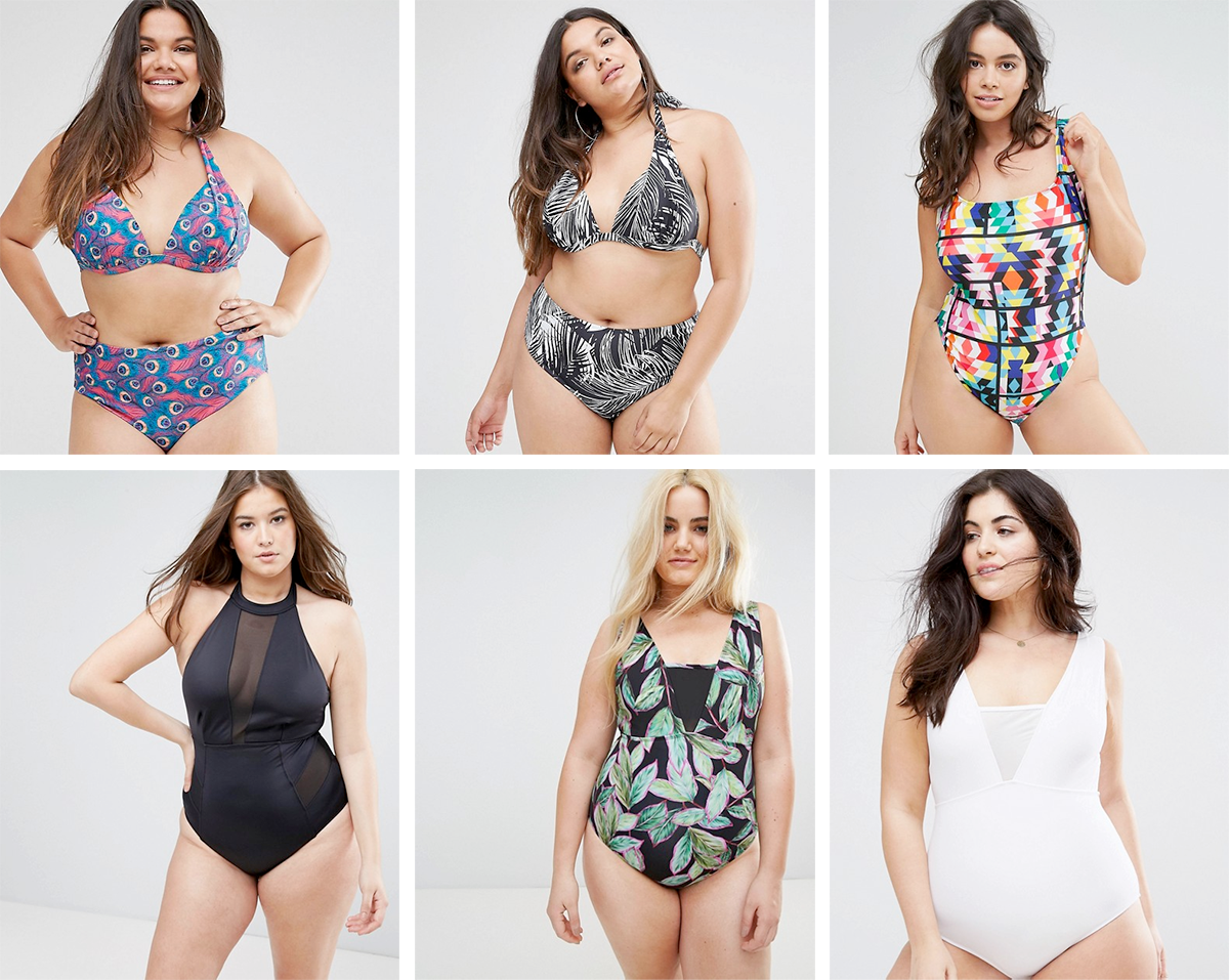 Plus size swimsuit special 2017 // Boohoo Plus Feather Print Bikini Top $26.22 and Bottoms $21.85 | Boohoo Plus Tropical Print Bikini Top $26.22 and Bottoms $21.85 | Monif C Geo Print Swimsuit $183.56 | ASOS CURVE Mesh Insert Halter Swimsuit, $56.82 | ASOS CURVE Tropical Pop Swimsuit With Mesh Insert, $69.93 | ASOS CURVE Mesh Insert Supportive Swimsuit, $61.19