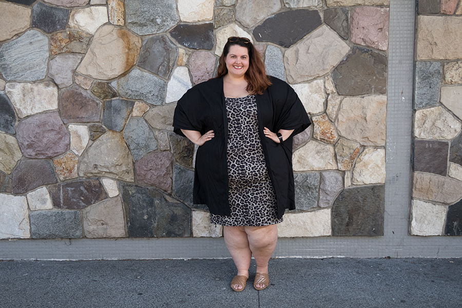 New Zealand plus size blogger Meagan Kerr wears Harlow Leopard Print Bodycon Dress