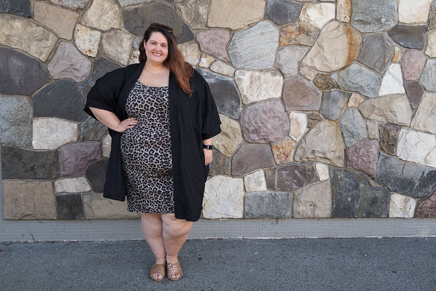 New Zealand plus size blogger Meagan Kerr wears Harlow Leopard Print Bodycon Dress