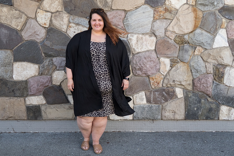 New Zealand plus size blogger Meagan Kerr wears Harlow Leopard Print Bodycon Dress