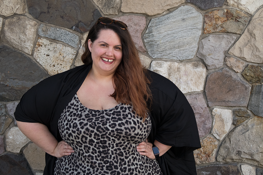 New Zealand plus size blogger Meagan Kerr wears Harlow Leopard Print Bodycon Dress