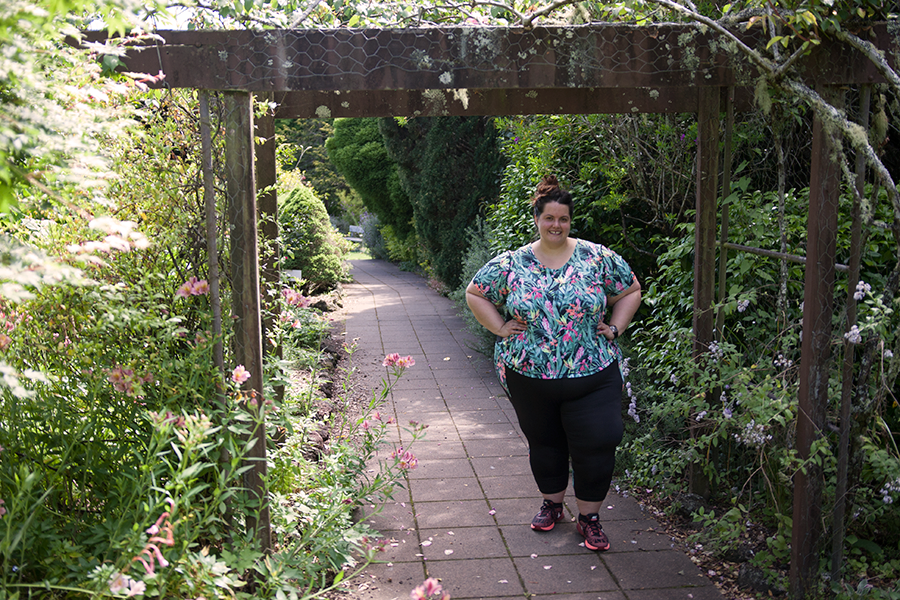Meagan Kerr wears plus size activewear from the Active Intent range at The Warehouse, who received a C grade in the Tearfund Ethical Fashion Guide 2018