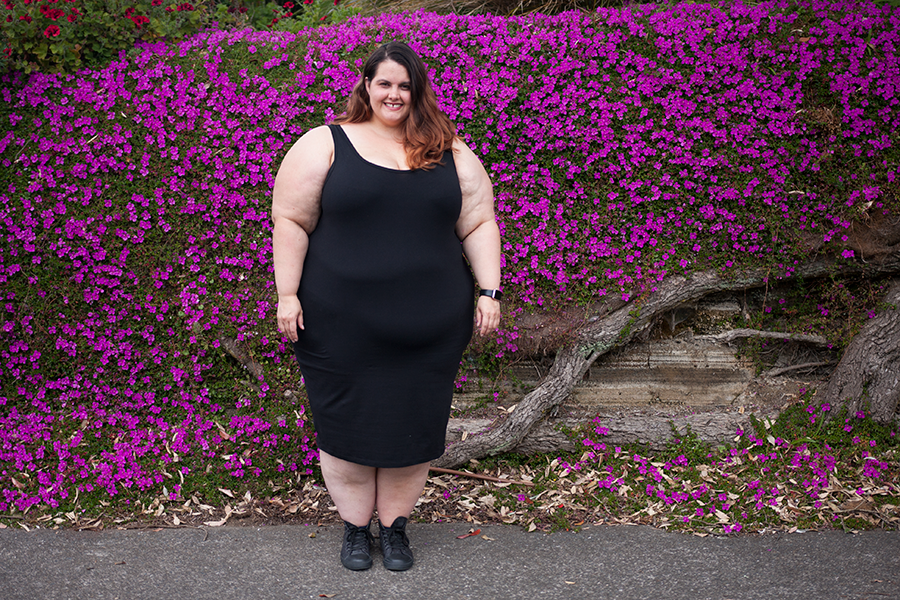 New Zealand plus size blogger Meagan Kerr wears The Essential Tank Dress from Harlow Australia