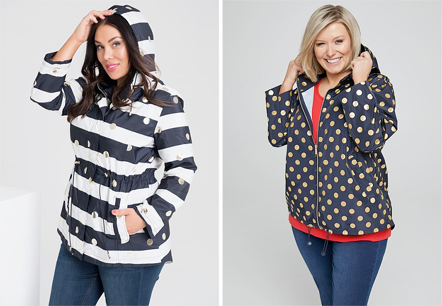 Plus Size Coats | Golden Times Jacket, AUD $149.95 from Taking Shape and Petite Rain Drops Jacket, $139.95 from Taking Shape
