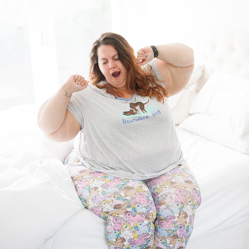 New Zealand plus size blogger Meagan Kerr wears Peter Alexander x My Little Pony Pyjamas