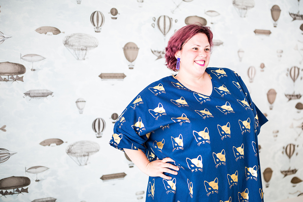 Ethical plus size fashion made in New Zealand by House of Boom / Kini Dress in Cat Print