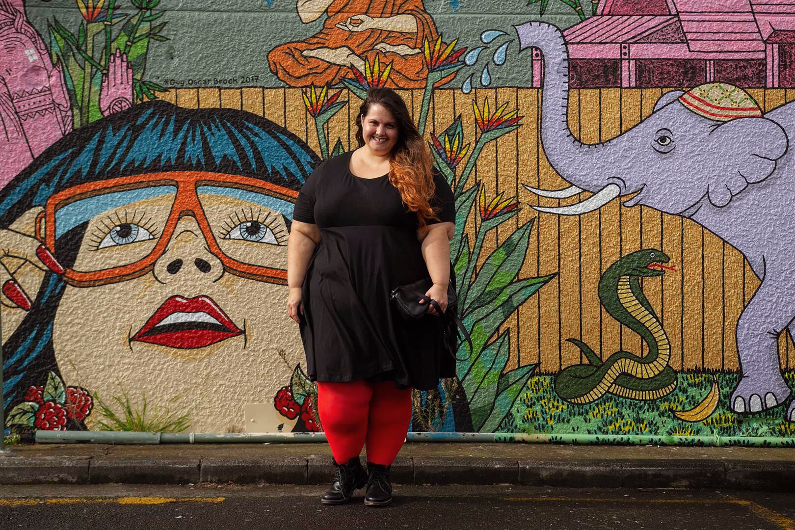 Plus size fashion blogger Meagan Kerr wears Snag Tights in Shepherds' Delight