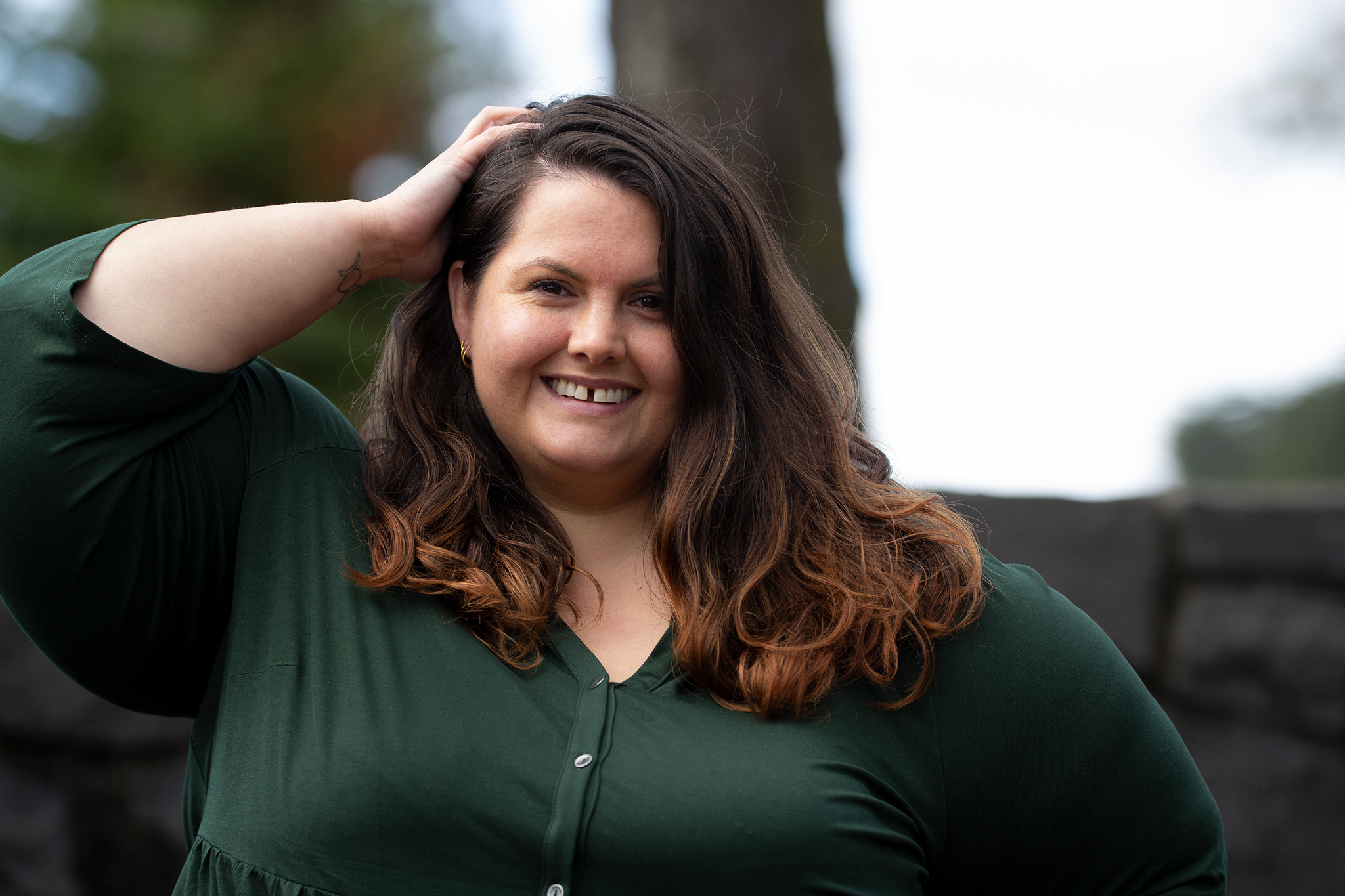 New Zealand plus size fashion blogger Meagan Kerr wears Gathered Waist Tunic from Autograph, hair cut by Nigel Russell at The Hair Boutique Mairangi Bay, Auckland