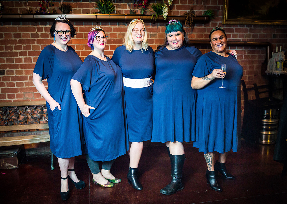 New Zealand ethical plus size clothing: The Crown Jewels collection by House of Boom. KRIS raglan sleeve dress in tanzanite blue.
