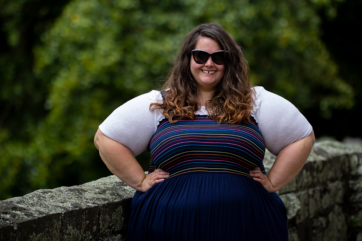 New Zealand plus size fashion blogger Meagan Kerr wears Ruby & Rain Ivy Tee underneath ModCloth Bright Benefits Cropped Jumpsuit