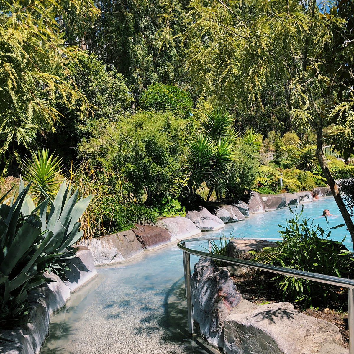 A ramp into one of the pools at Wairakei Terraces Thermal Pool provides an accessible entrance.